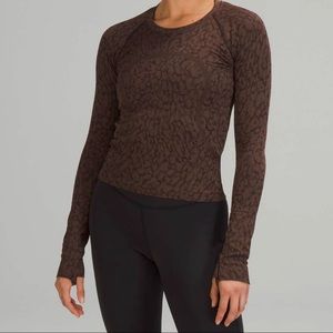 LULULEMON swiftly tech long sleeve race length in French press and Smokey Topaz